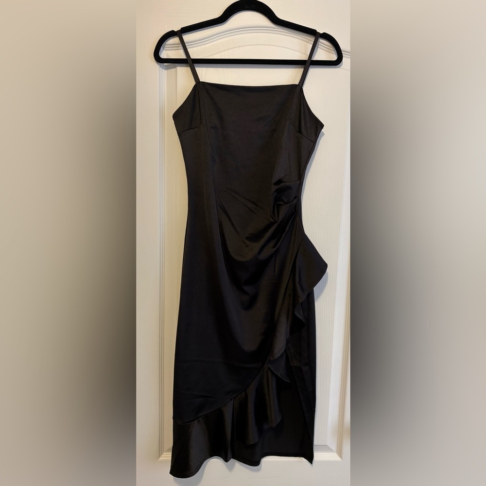 Elegant Black Ruffle Slip Dress